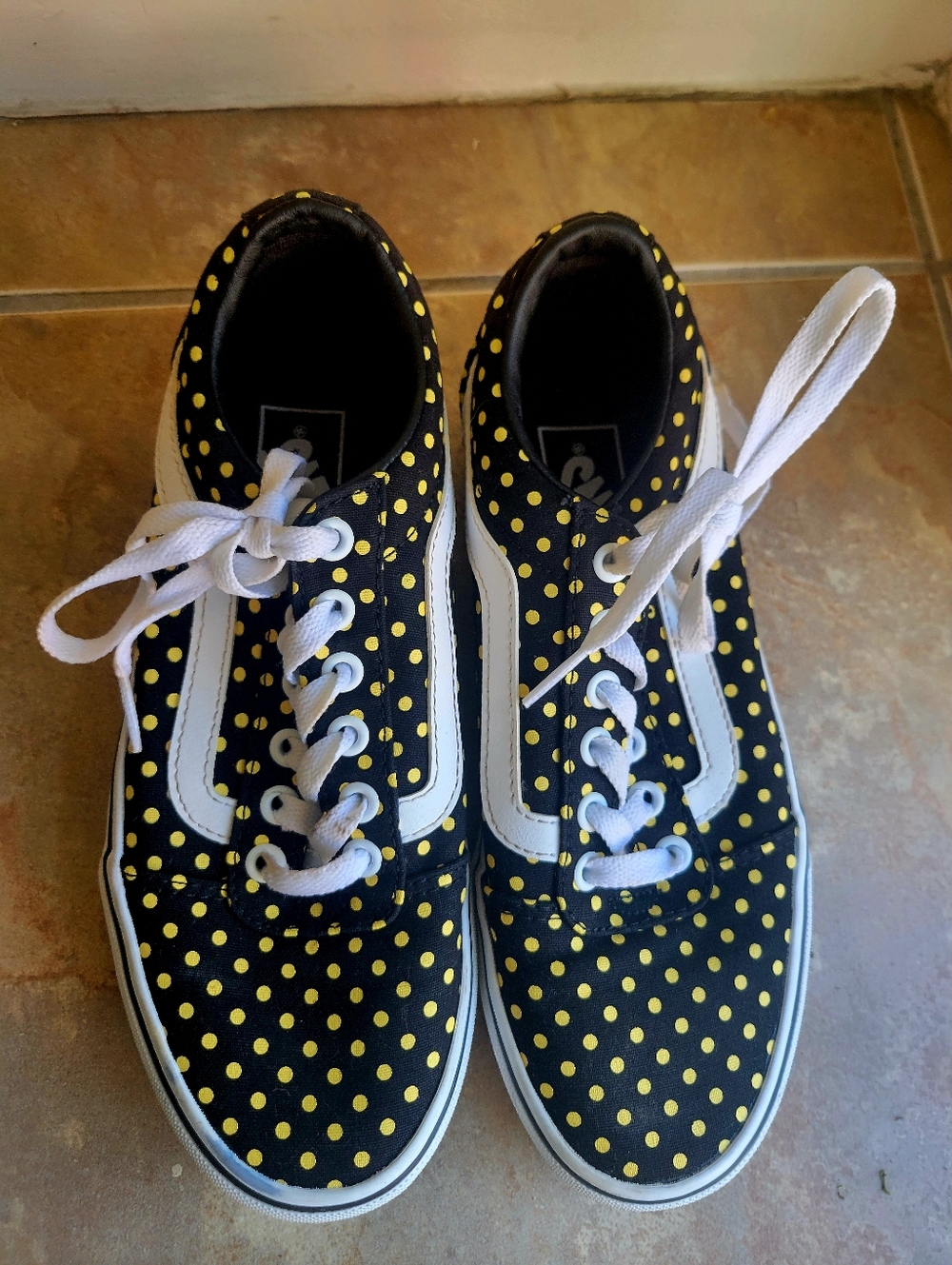 2/$50  Black Van's with Yellow Polka Dots